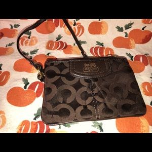 Coach Retired Signature Chocolate wristlet